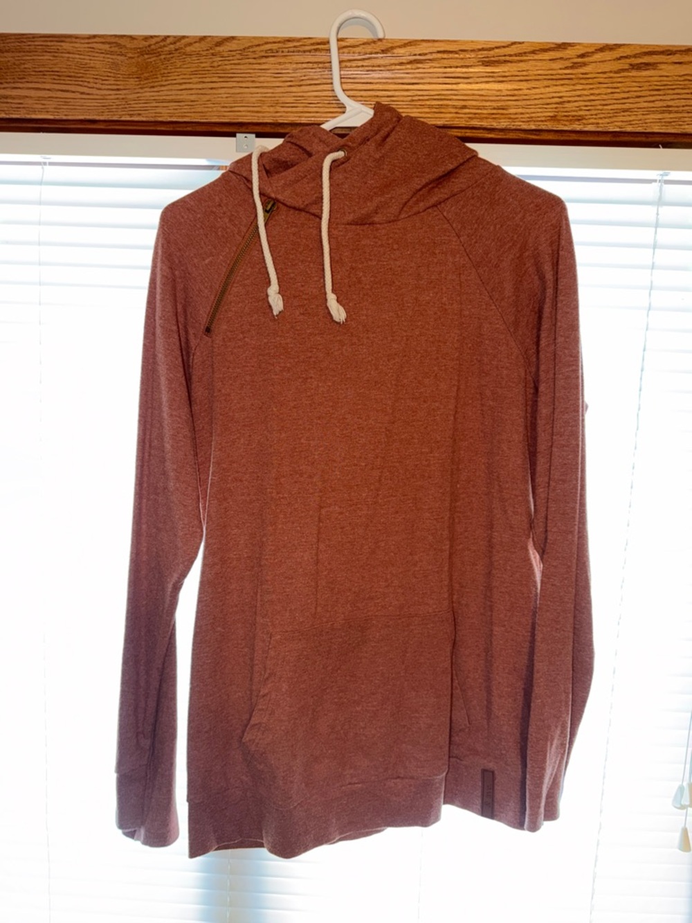 Cozy Rust Hooded Pullover with Drawstring